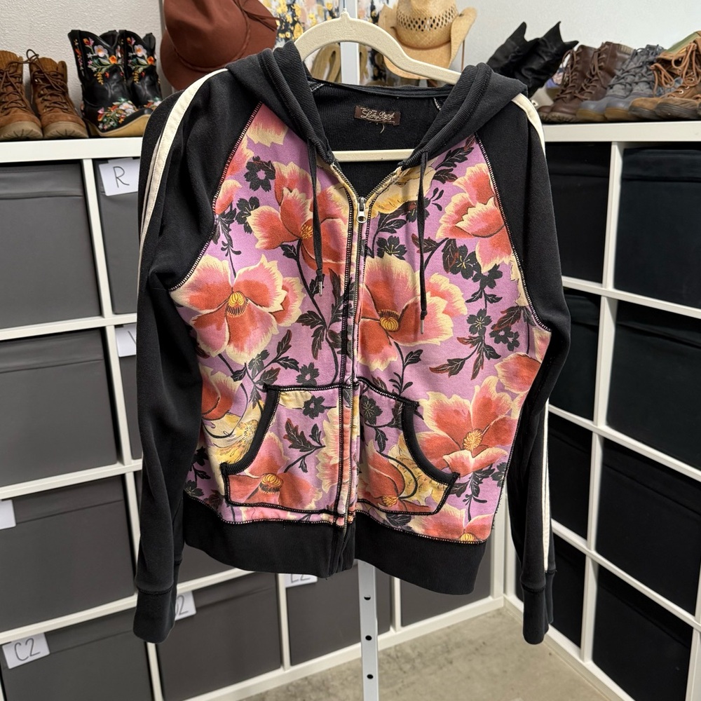 Lucky Brand Vintage Y2K Floral Cropped Sweatshirt Jacket